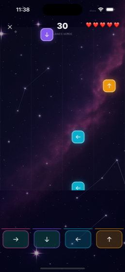 Lanes mode rhythm gameplay with combo scoring